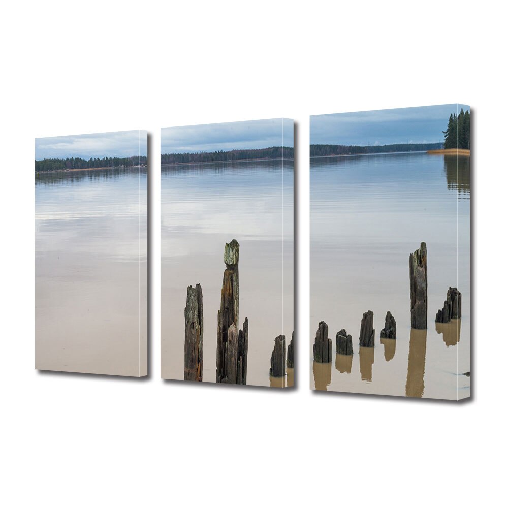 Set Tablouri Multicanvas ArtDeco, Apa limpede si nori, Panza pe cadru de lemn, Decoratiuni Moderne pentru Casa, 3 piese, 3 x 40 x 60 cm