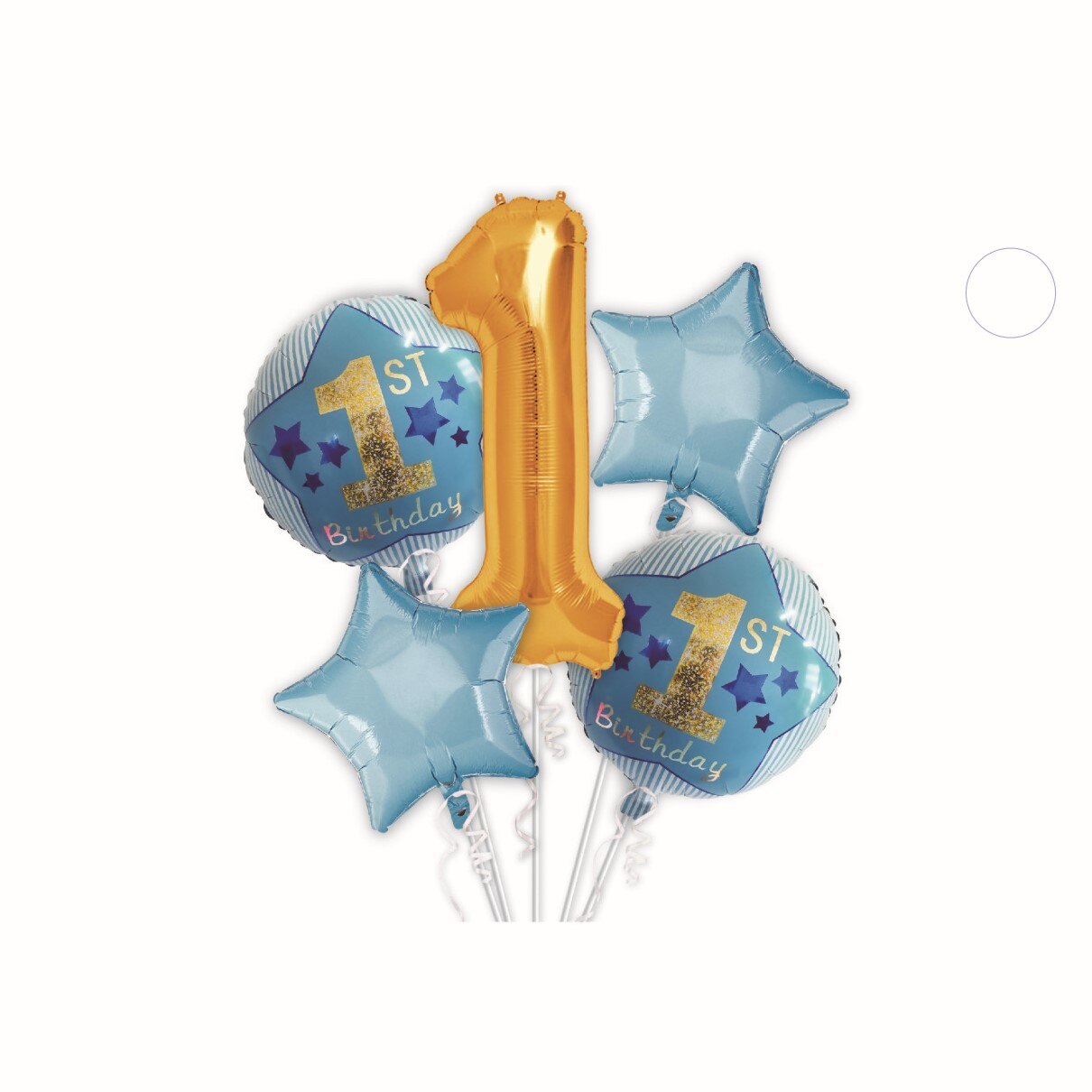 Set 5 baloane din folie metalizata , prima aniversare , albastru