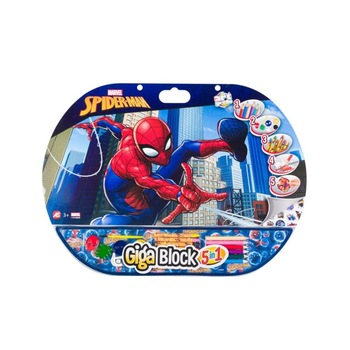 Set pictura 5 in 1, bloc desen, 100 autocolante, 8 creioane cerate, 6 creioane lemn, 6 acuarele, o pensula, SPIDERMAN Set pictura 5 in 1, bloc desen, 100 autocolante, 8 creioane cerate, 6 creioane lemn, 6 acuarele, o pensula, SPIDERMAN