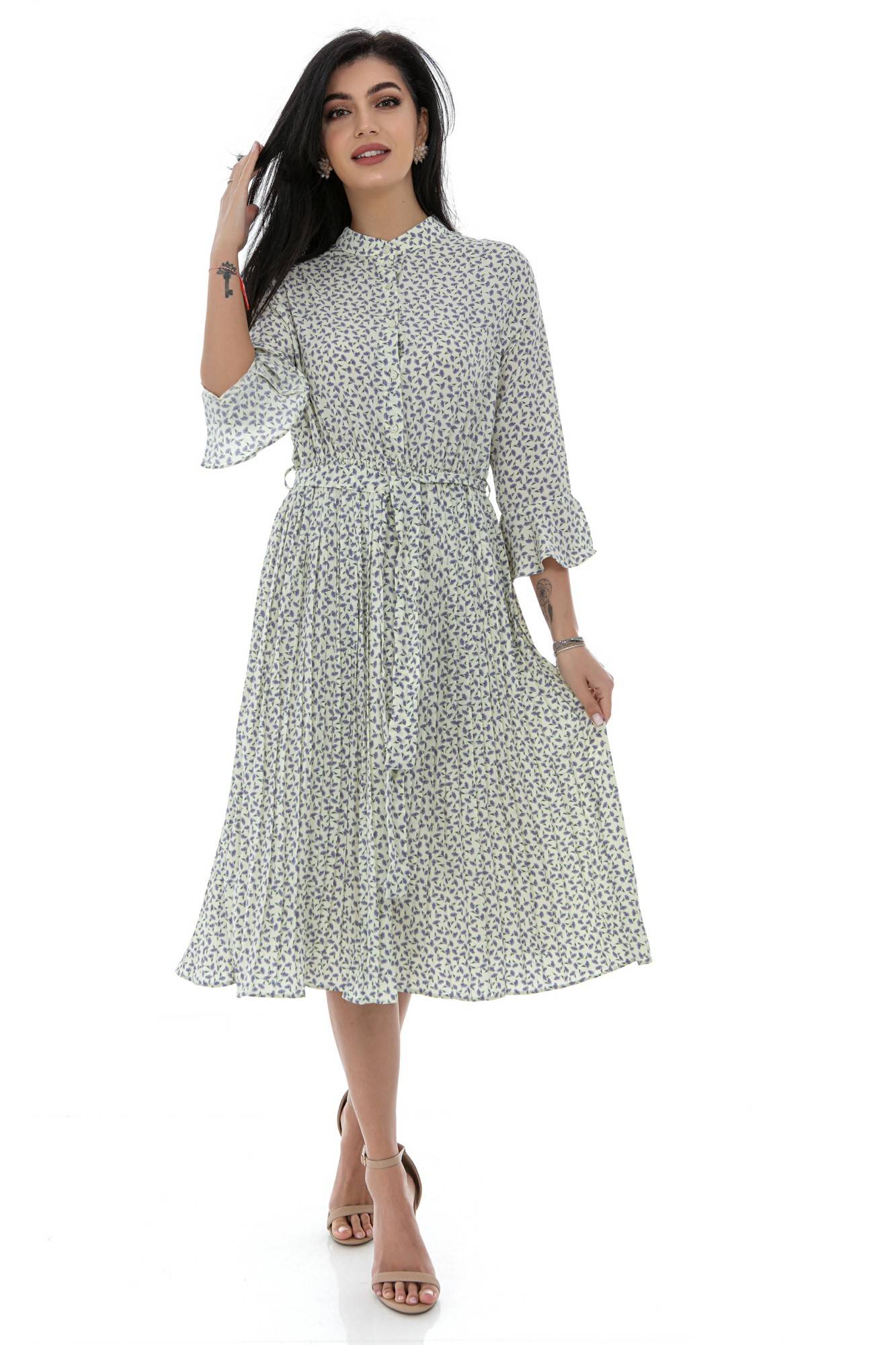 Rochie, ROH, DR4264, cu elastic in talie, midi