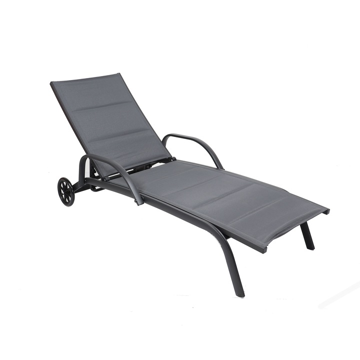Шезлонг Dacenergy, Размери 193 X 70 X 30 / 92, 5 См, Алуминиева Конструкция, Фиксирана, Облегалка, Регулируема В 4 Позиции, Черен Цвят