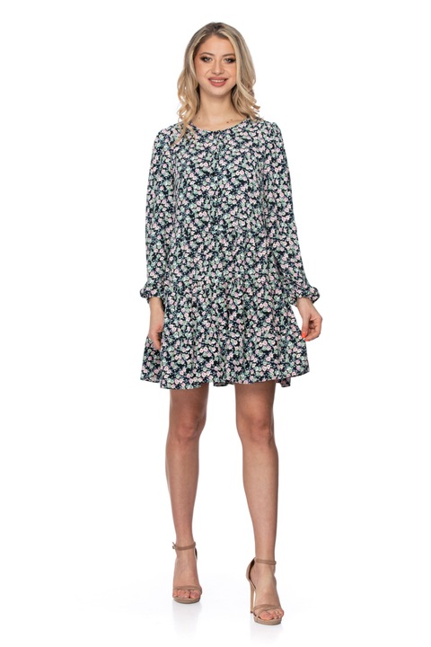 Női ruha, Fekete/Multicolor, Fehér/Többszínű