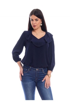 Bluza Dama cu Volane si Decolteu Bleumarin Bluza Dama cu Volane si Decolteu Bleumarin