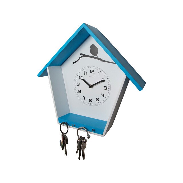 Ceas de perete, Nextime, 30x70 cm, sticla / oglinda, Alb/Bleu