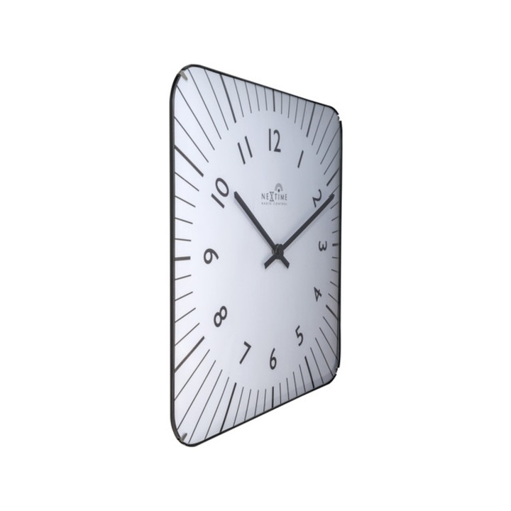 Ceas de perete, Nextime 37x31x3.7 cm, lemn, Alb / Negru