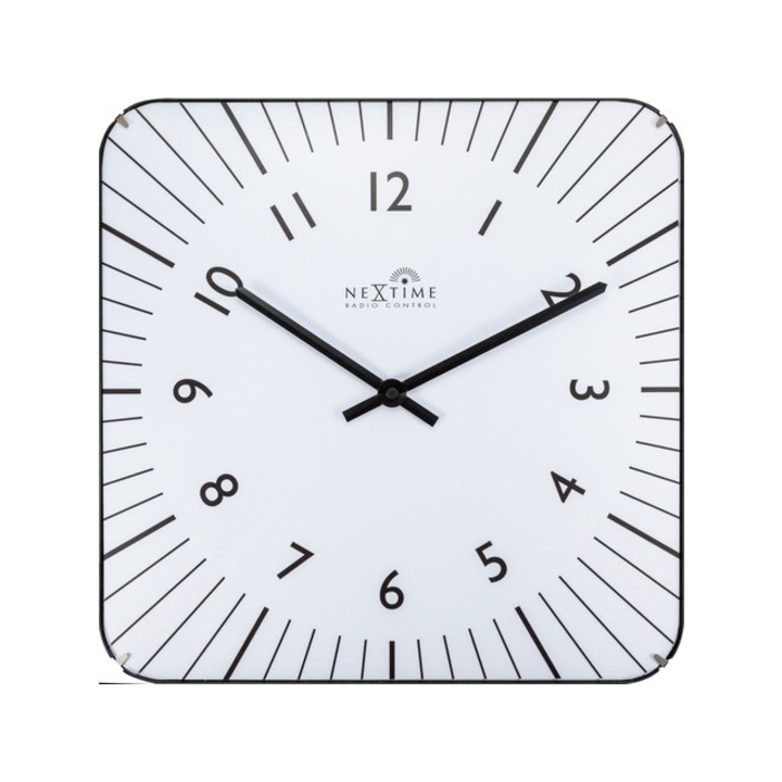Ceas de perete, Nextime 37x31x3.7 cm, lemn, Alb / Negru
