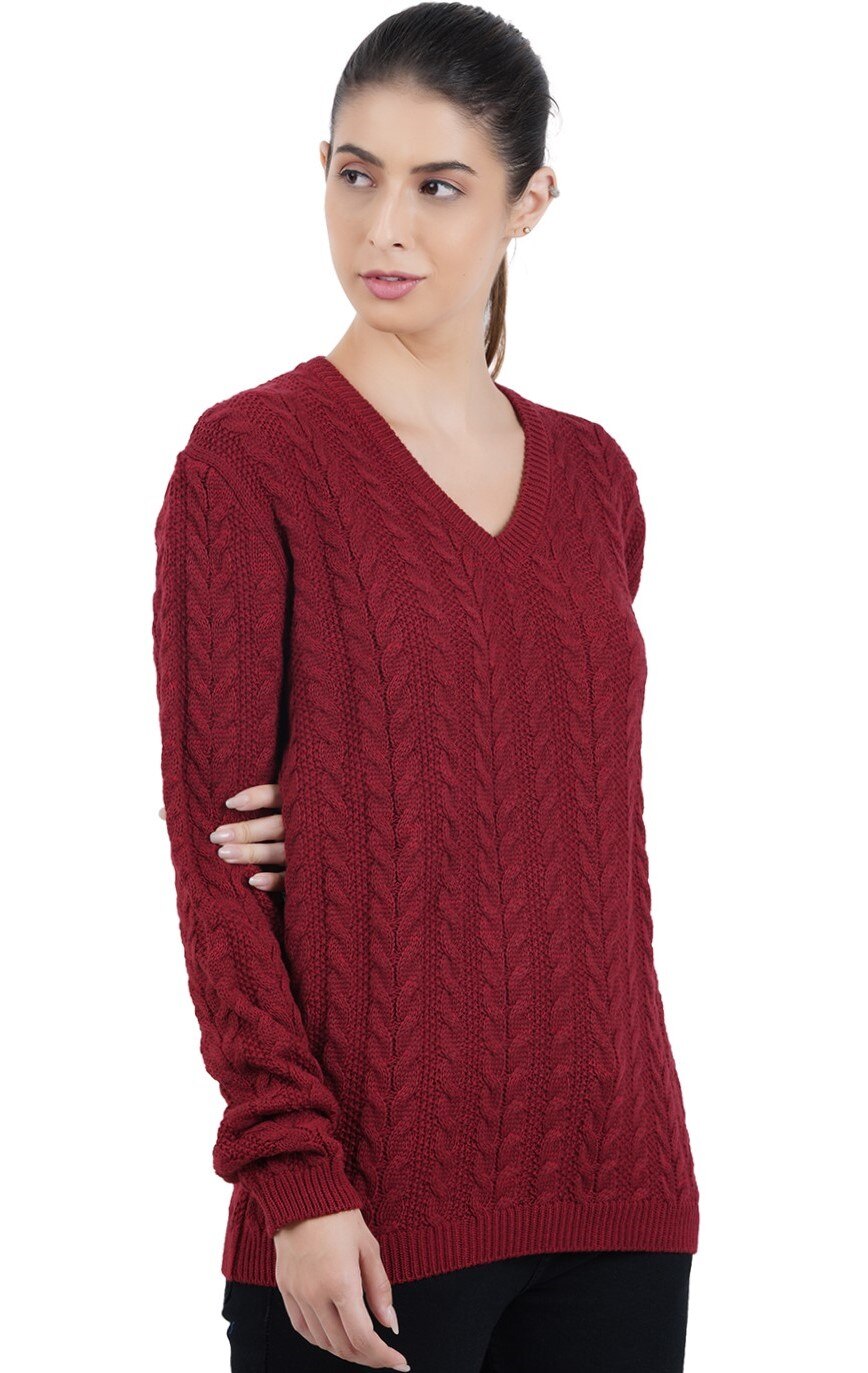 Pulover Dama, Moale Rosu Inchis, Rosu Bordeaux