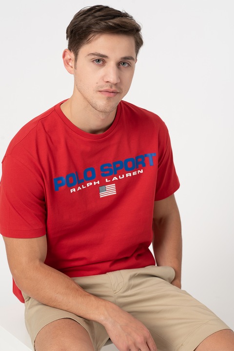 Polo Ralph Lauren, Kerek nyakú póló kontrasztos logómintával, Piros, S