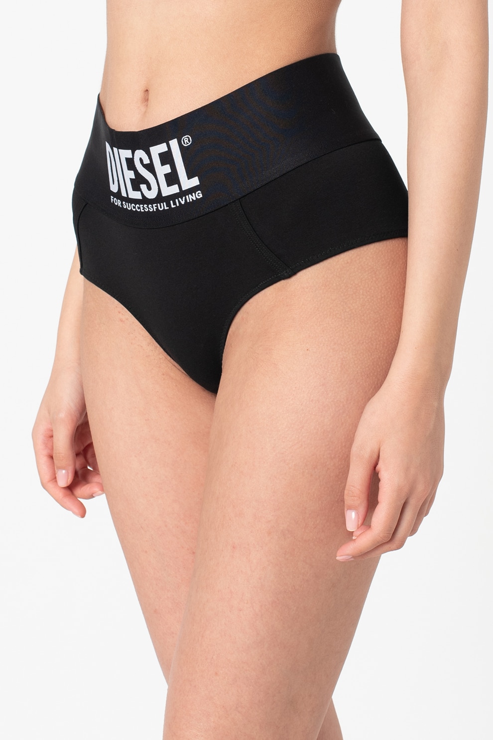 Diesel, Chiloti hipster cu talie inalta Oxy, Negru, XS