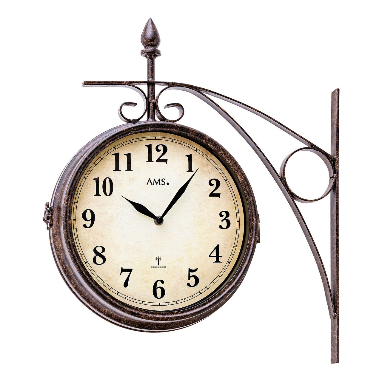 Ceas de perete AMS 5966, Quartz, Bej, Analogic, Clasic