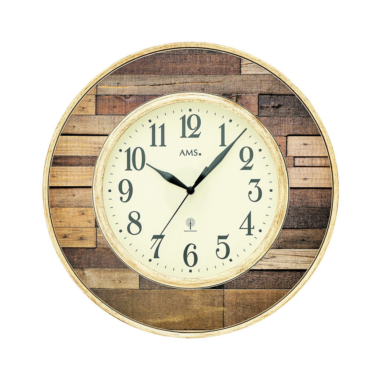 Ceas de perete AMS 5965, Quartz, Bej, Analogic, Clasic