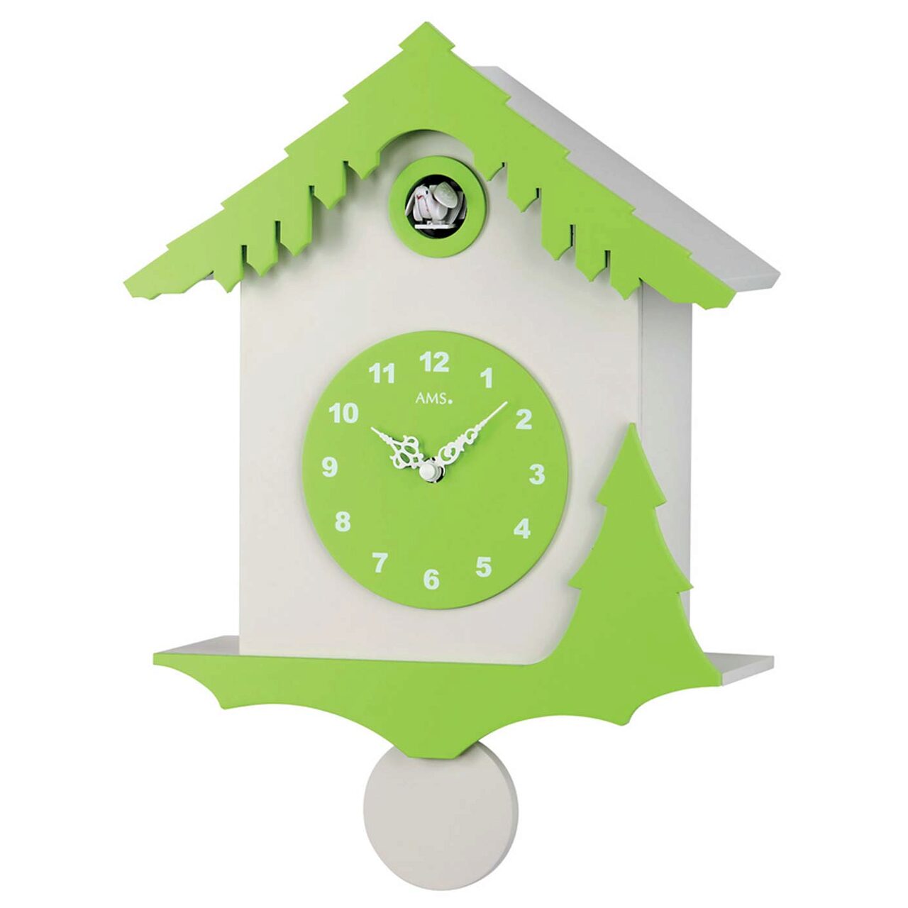 Ceas de perete AMS 7389, Quartz, Verde, Analogic, Modern