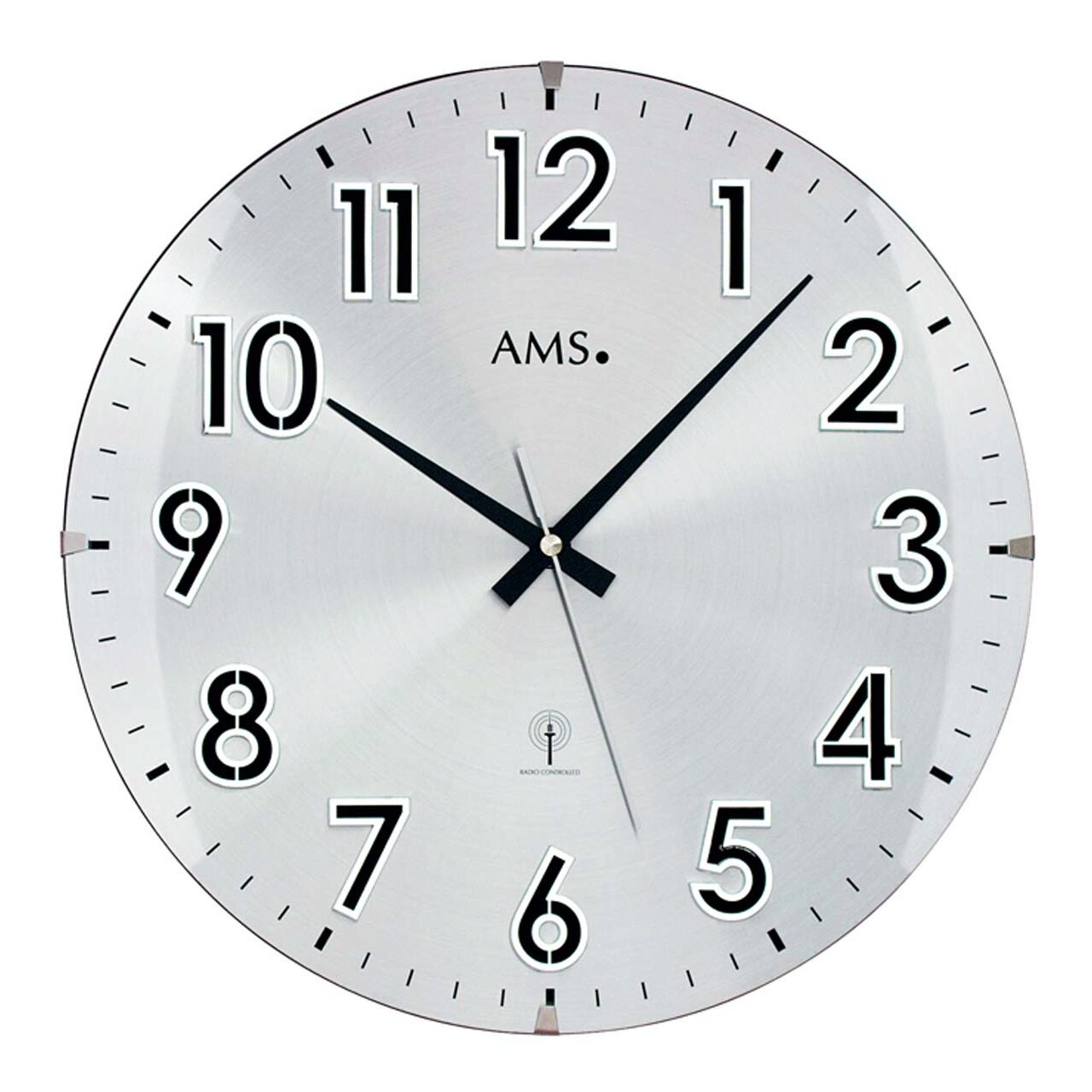 Ceas de perete AMS 5973, Quartz, Argintiu, Analogic, Clasic