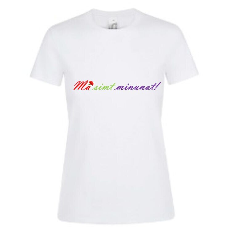 Tricou dama, Sol's, cu mesaj imprimat Ma simt minunat, bumbac, alb, M, 43x60cm