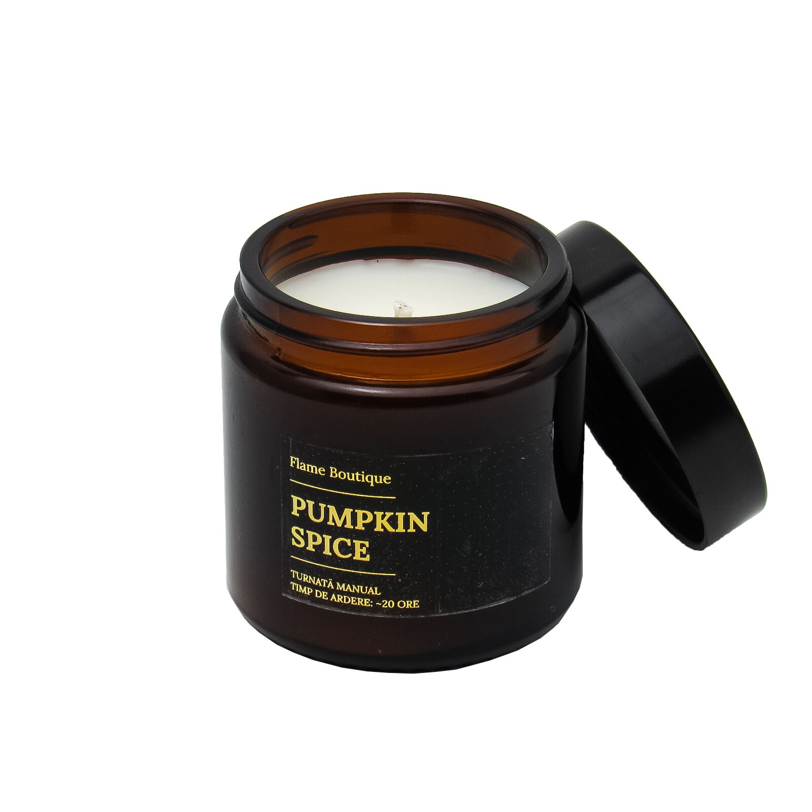 Lumanare parfumata din ceara de soia Pumpkin spice, Ambra, Flame Boutique