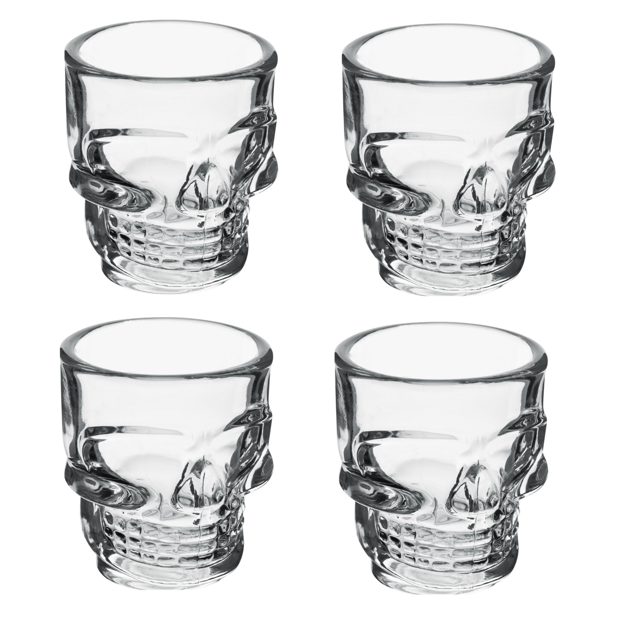 Set 4 pahare forma craniu, whiskey, 50ml, 5x6cm