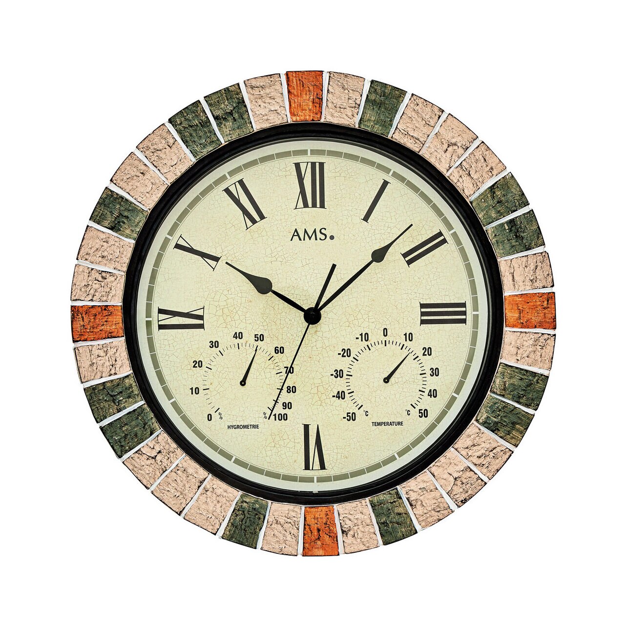 Ceas de perete AMS 9620, Quartz, Bej, Analogic, Clasic