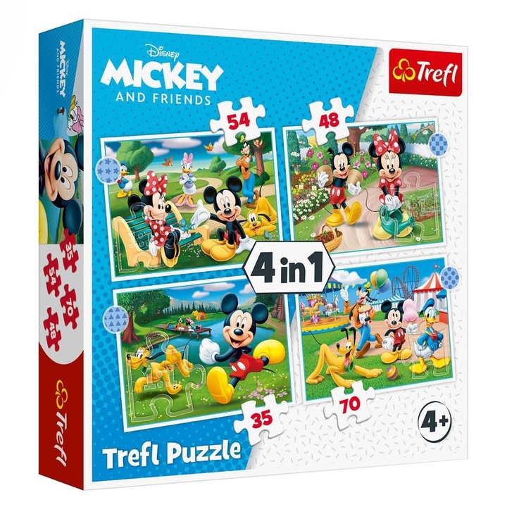 Детски пъзел Trefl, 4в1, Mickey Mouse, 207 части, 4+ години