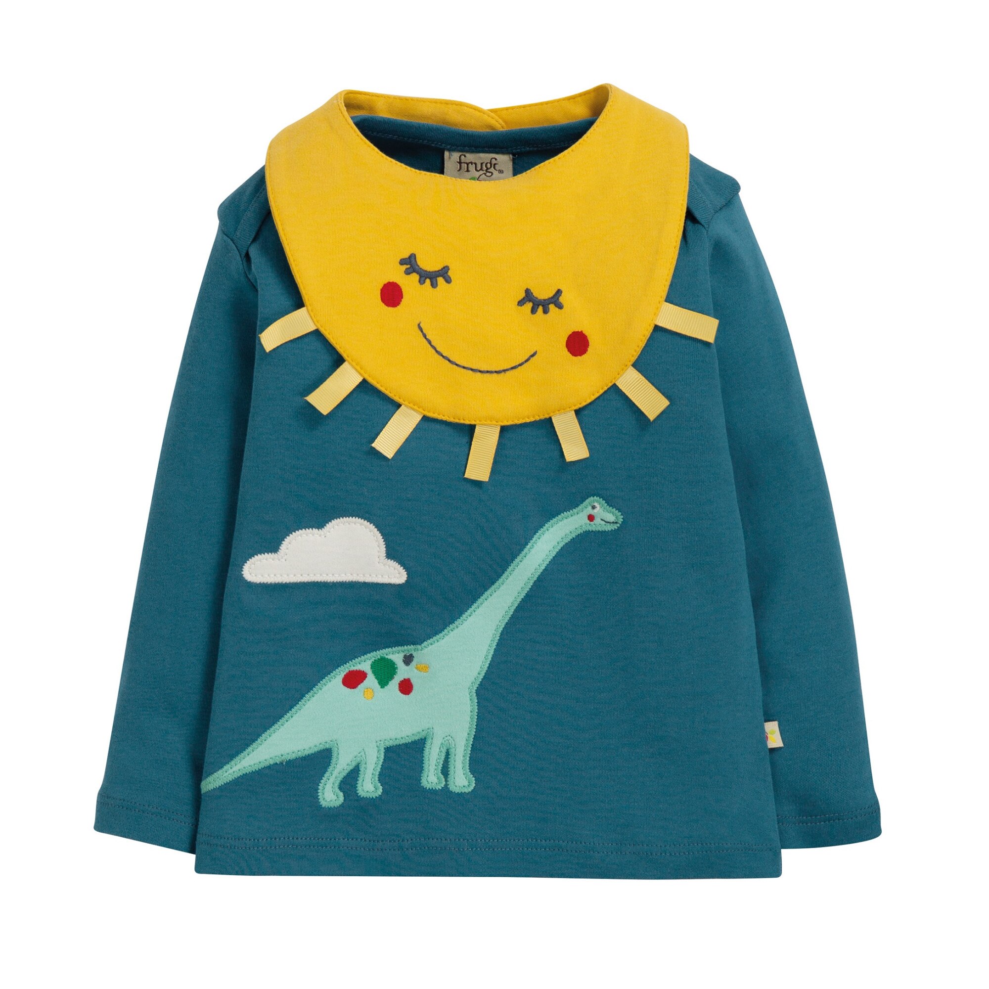 Set, Bluza si baveta, Dino cel inalt, bumbac organic, multicolor, bebe