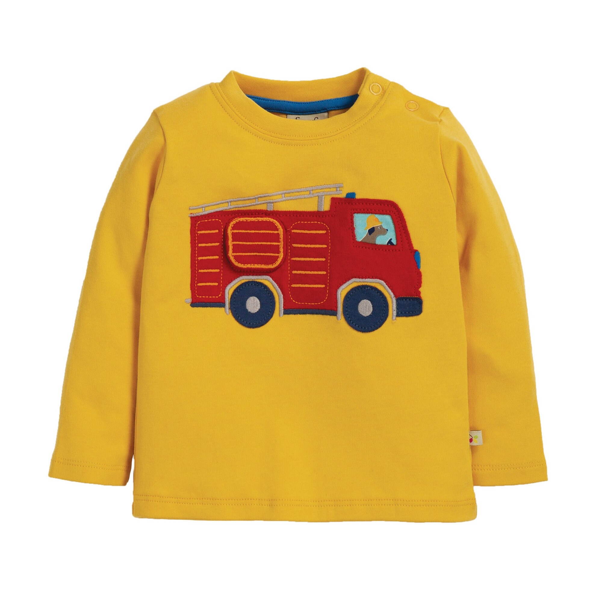 Bluza, masina pompierilor, bumbac organic, galben, bebe