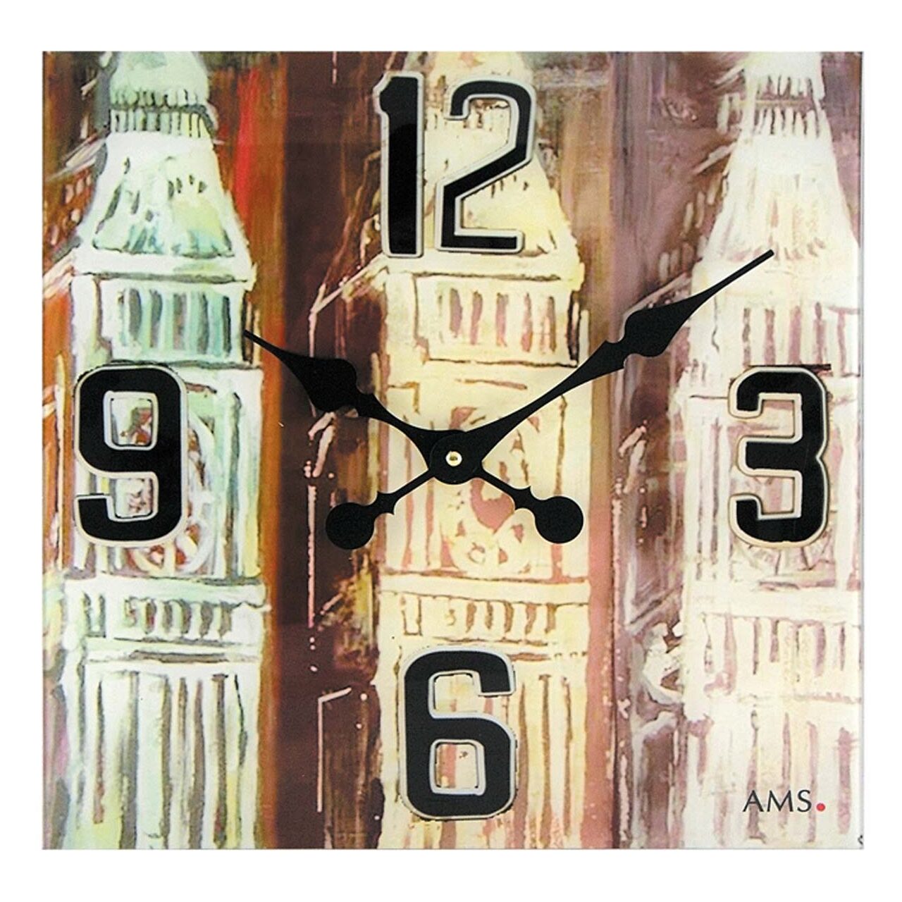 Ceas de perete AMS 9489, Quartz, Bej, Analogic, Clasic
