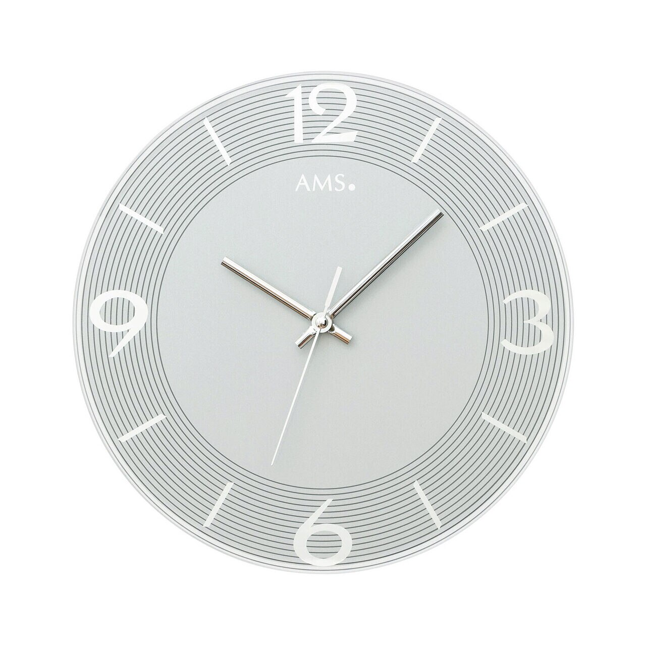 Ceas de perete AMS 9571, Quartz, Argintiu, Analogic, Modern