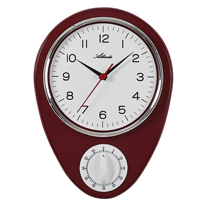 Ceas de perete Atlanta 6114/1, Quartz, Alb, Analogic, Clasic