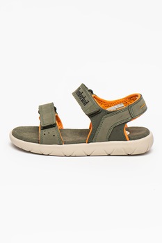 Timberland, Sandale de piele nabuc si material textil cu velcro Nubble Timberland, Sandale de piele nabuc si material textil cu velcro Nubble