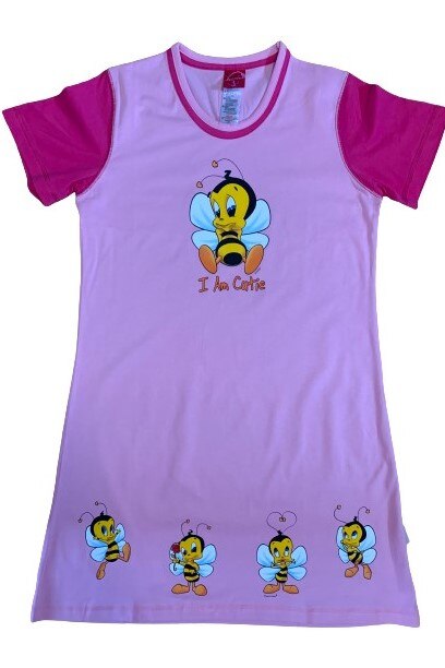 Camasa de noapte Vienetta, bumbac 100%, model desene, roz, M