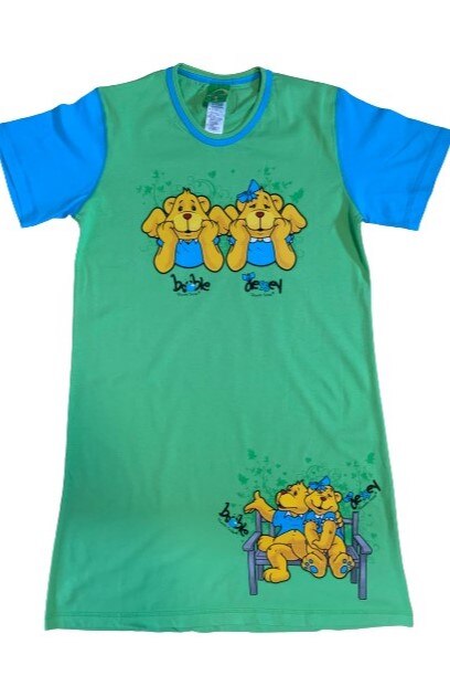 Camasa de noapte Vienetta, bumbac 100%, model desene, verde, M