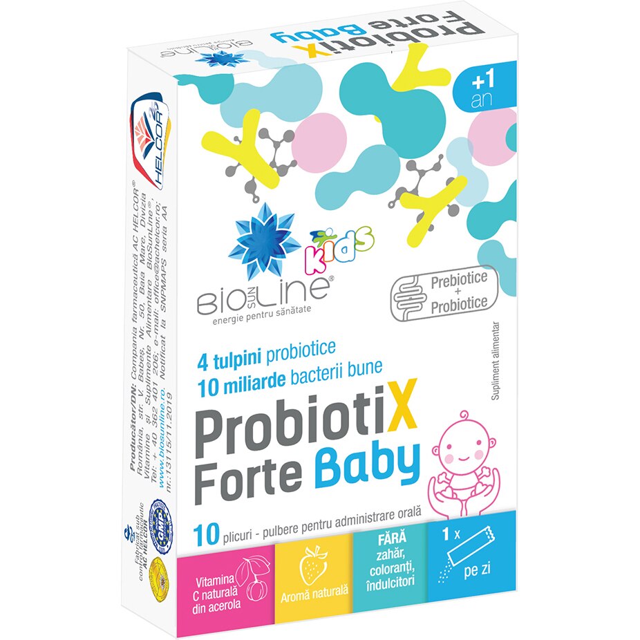 Supliment alimentar Probiotix Forte Baby, BioSunLine, 10 plicuri