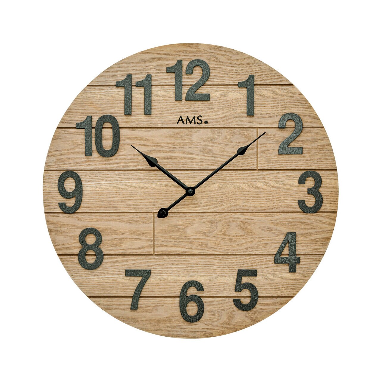 Ceas de perete AMS 9617, Quartz, Maro, Analogic, Clasic