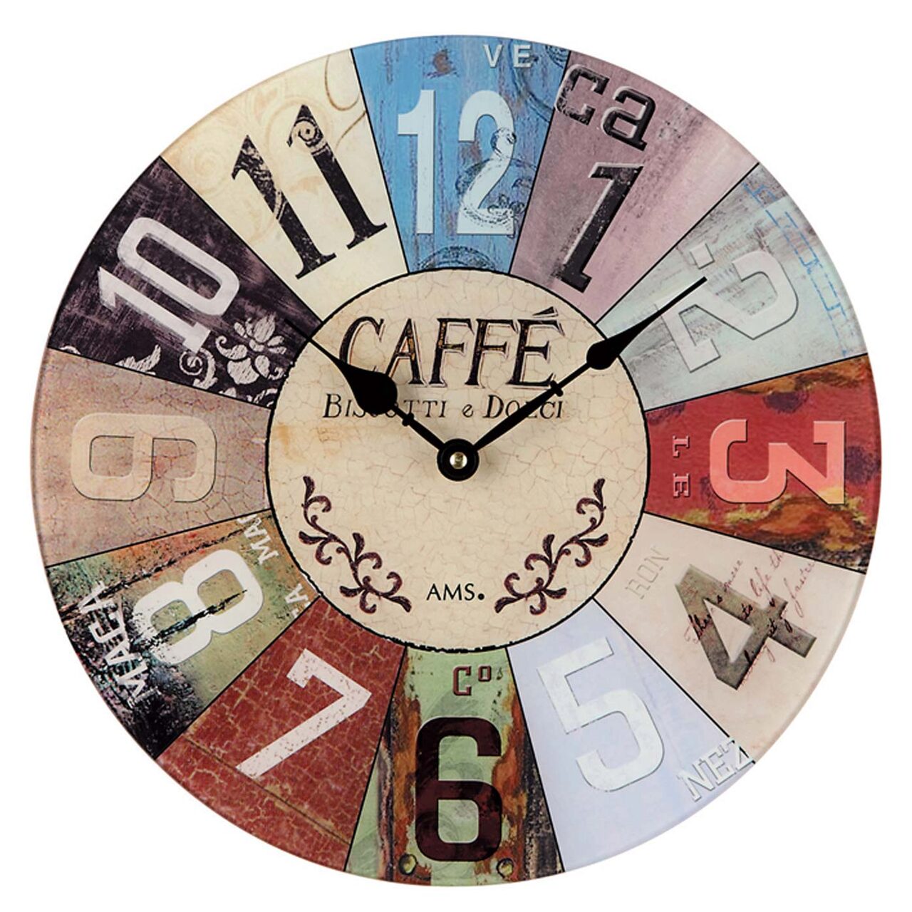 Ceas de perete AMS 9424, Quartz, Multicolor, Analogic, Modern