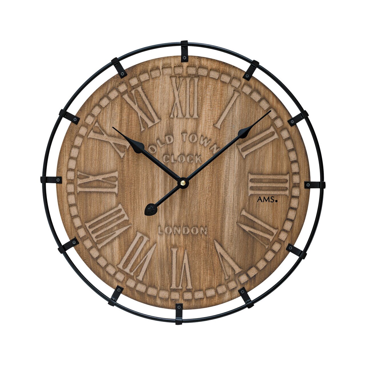 Ceas de perete AMS 9616, Quartz, Maro, Analogic, Clasic