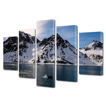 Set Tablouri Multicanvas, ArtDeco, Taramul zapezilor de la malul oceanului, Panza pe cadru de lemn, Decoratiuni Moderne pentru Casa, 5 piese, 100 x 175 cm Set Tablouri Multicanvas, ArtDeco, Taramul zapezilor de la malul oceanului, Panza pe cadru de lemn, Decoratiuni Moderne pentru Casa, 5 piese, 100 x 175 cm