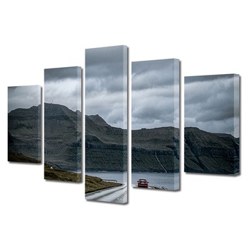 Set Tablouri Multicanvas, ArtDeco, Drum langa ocean inainte de furtuna, Panza pe cadru de lemn, Decoratiuni Moderne pentru Casa, 5 piese, 110 x 200 cm Set Tablouri Multicanvas, ArtDeco, Drum langa ocean inainte de furtuna, Panza pe cadru de lemn, Decoratiuni Moderne pentru Casa, 5 piese, 110 x 200 cm