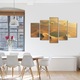 Set Tablouri Multicanvas, ArtDeco, Palmieri si oaza de apa in desert, Panza pe cadru de lemn, Decoratiuni Moderne pentru Casa, 5 piese, 60 x 100 cm