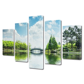 Set Tablouri Multicanvas, ArtDeco, Pod si copaci inverziti, Panza pe cadru de lemn, Decoratiuni Moderne pentru Casa, 5 piese, 60 x 100 cm Set Tablouri Multicanvas, ArtDeco, Pod si copaci inverziti, Panza pe cadru de lemn, Decoratiuni Moderne pentru Casa, 5 piese, 60 x 100 cm
