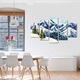 Set Tablouri Multicanvas, ArtDeco, Peisaj montan de iarna, Panza pe cadru de lemn, Decoratiuni Moderne pentru Casa, 5 piese, 70 x 125 cm