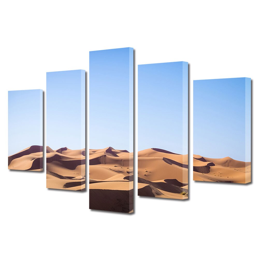 Set Tablouri Multicanvas, ArtDeco, Dune de nisip, Panza pe cadru de lemn, Decoratiuni Moderne pentru Casa, 5 piese, 100 x 175 cm
