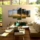 Set Tablouri Multicanvas, ArtDeco, Copaci umbriti, Panza pe cadru de lemn, Decoratiuni Moderne pentru Casa, 5 piese, 60 x 100 cm