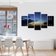 Set Tablouri Multicanvas, ArtDeco, Cer luminos in zare, Panza pe cadru de lemn, Decoratiuni Moderne pentru Casa, 5 piese, 60 x 100 cm