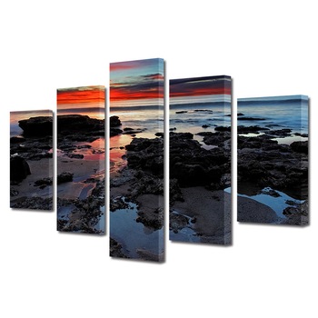 Set Tablouri Multicanvas, ArtDeco, Dupa apus, Panza pe cadru de lemn, Decoratiuni Moderne pentru Casa, 5 piese, 60 x 100 cm Set Tablouri Multicanvas, ArtDeco, Dupa apus, Panza pe cadru de lemn, Decoratiuni Moderne pentru Casa, 5 piese, 60 x 100 cm