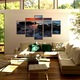 Set Tablouri Multicanvas, ArtDeco, Dupa apus, Panza pe cadru de lemn, Decoratiuni Moderne pentru Casa, 5 piese, 70 x 125 cm