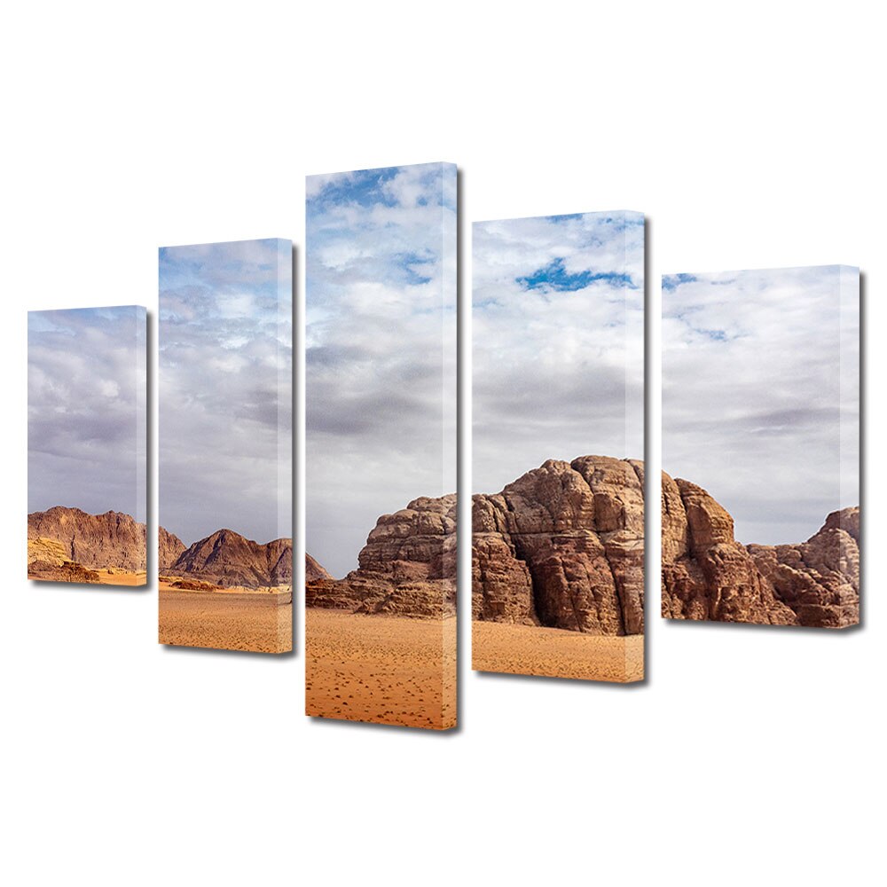 Set Tablouri Multicanvas, ArtDeco, Stanci in desert, Panza pe cadru de lemn, Decoratiuni Moderne pentru Casa, 5 piese, 110 x 200 cm