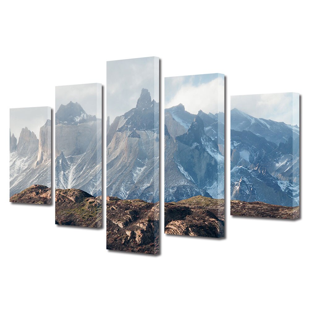 Set Tablouri Multicanvas, ArtDeco, La altitudine, Panza pe cadru de lemn, Decoratiuni Moderne pentru Casa, 5 piese, 70 x 125 cm