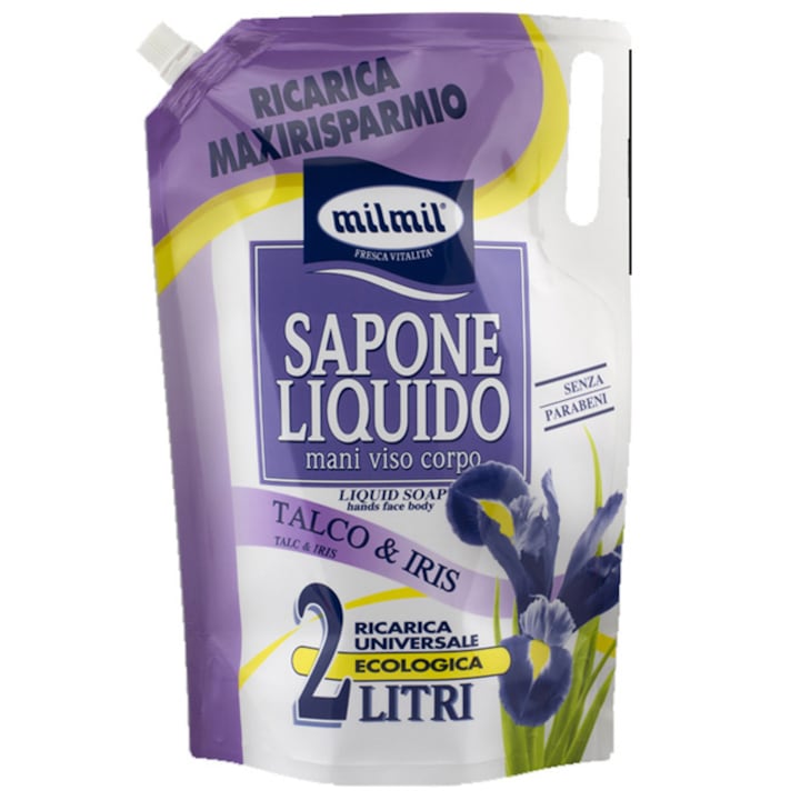 Rezerva sapun lichid Mil Mil Talc si Iris, 2000 ml