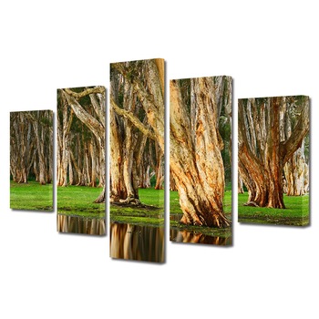 Set Tablouri Multicanvas, ArtDeco, Copaci batrani, Panza pe cadru de lemn, Decoratiuni Moderne pentru Casa, 5 piese, 120 x 225 cm Set Tablouri Multicanvas, ArtDeco, Copaci batrani, Panza pe cadru de lemn, Decoratiuni Moderne pentru Casa, 5 piese, 120 x 225 cm