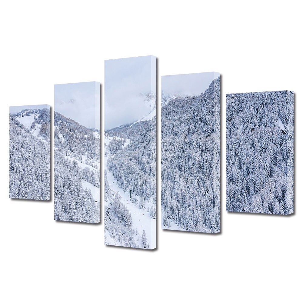 Set Tablouri Multicanvas, ArtDeco, Brazi acoperiti, Panza pe cadru de lemn, Decoratiuni Moderne pentru Casa, 5 piese, 60 x 100 cm