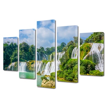 Set Tablouri Multicanvas, ArtDeco, Cascade invioratoare, Panza pe cadru de lemn, Decoratiuni Moderne pentru Casa, 5 piese, 70 x 125 cm Set Tablouri Multicanvas, ArtDeco, Cascade invioratoare, Panza pe cadru de lemn, Decoratiuni Moderne pentru Casa, 5 piese, 70 x 125 cm